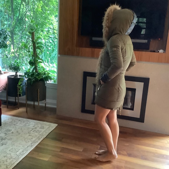 RELISH Women parka JACKET COAT S/XS REAL FINN RACOON,REAL LEATHER  TRIM - Picture 13 of 15